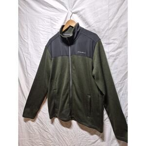 Men’s XL Tall Jacket Fleece Green Black Full Zip Warm Winter Outdoor Casual